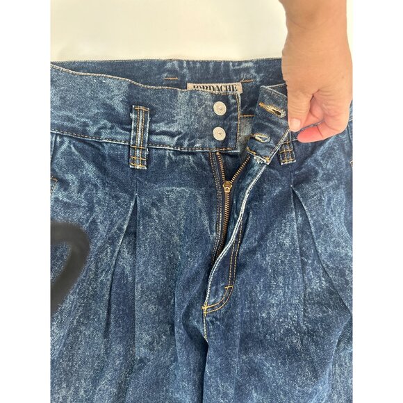 VINTAGE JORDACHE 80s HIGH RISE PLEATED ACID WASH DENIM JEANS 13/14 - Picture 9 of 10